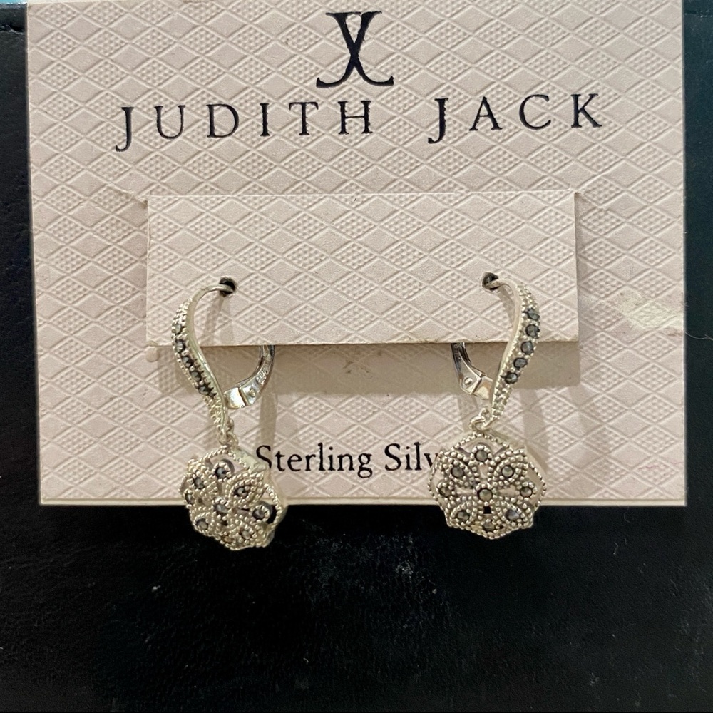 Judith Jack adorable drop earrings. Sterling & marcasite, stamped.